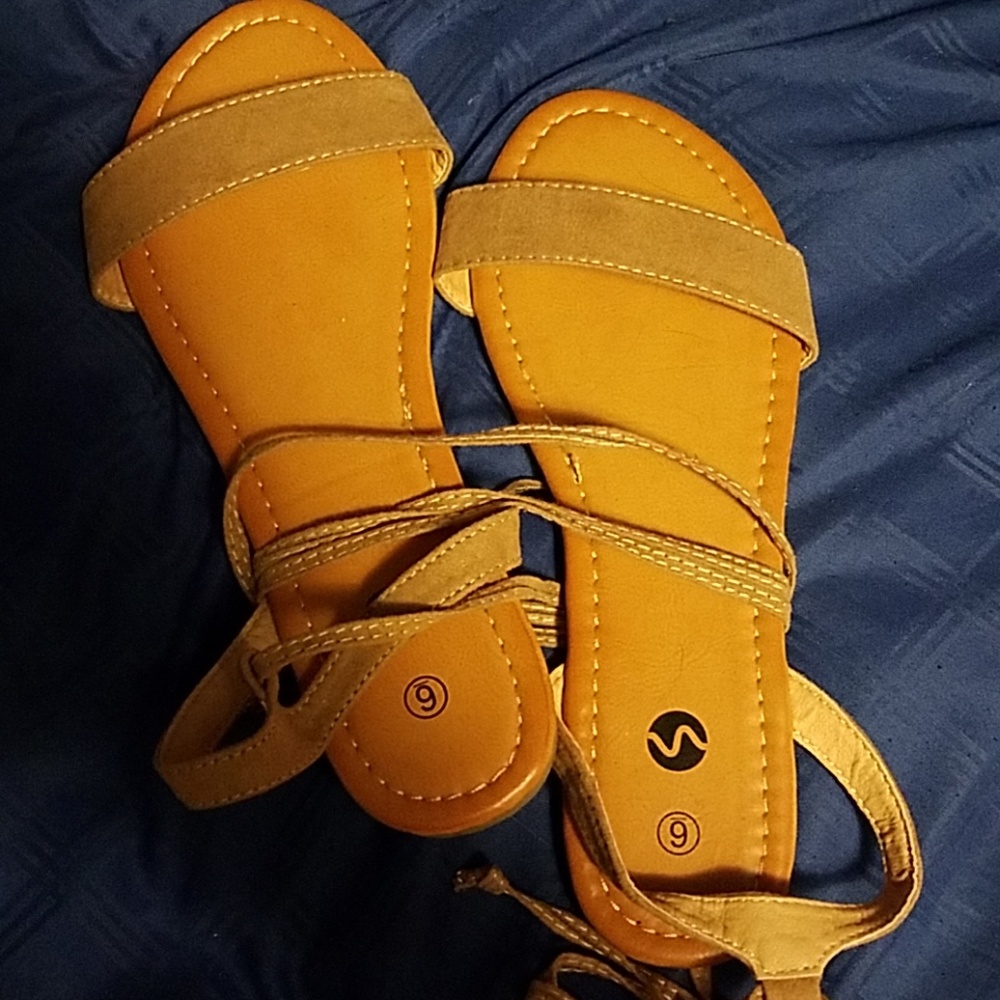 Tan suede sandals